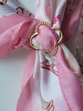 Rhinestone Clover Scarf Ring